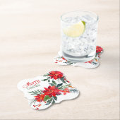 Waterverf Rode Poinsettia Boeket Vakantie Kartonnen Onderzetters (Insitu)