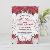Waterverf Rode Poinsettia Floral kerstbruiloft Kaart (Staand voorkant)