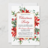 Waterverf Rode Poinsettia Floral kerstfeest Kaart (Voorkant)