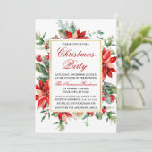 Waterverf Rode Poinsettia Floral kerstfeest Kaart (Staand voorkant)