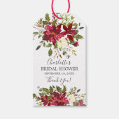 Waterverf Rode Poinsettia Holly Vrijgezellenfeest Cadeaulabel (Voorkant)