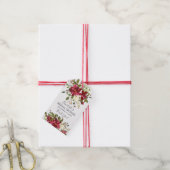 Waterverf Rode Poinsettia Holly Vrijgezellenfeest Cadeaulabel (Met Touw)