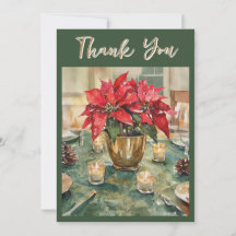 Waterverf Rode Poinsettia Kerstcadeau