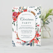 Waterverf Rode Poinsettia Kerstfeest Kaart (Staand voorkant)