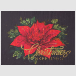 Waterverf Rode Poinsettia Kerstmis Tissuepapier