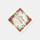 Waterverf Rode Poinsettia met Faux Gold Trim Servetten (Hoek)