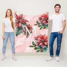 Waterverf Rode Poinsettia Mistletoe Naam Kerst