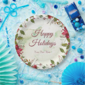 Waterverf rode poinsettia papieren bordje (Feest)