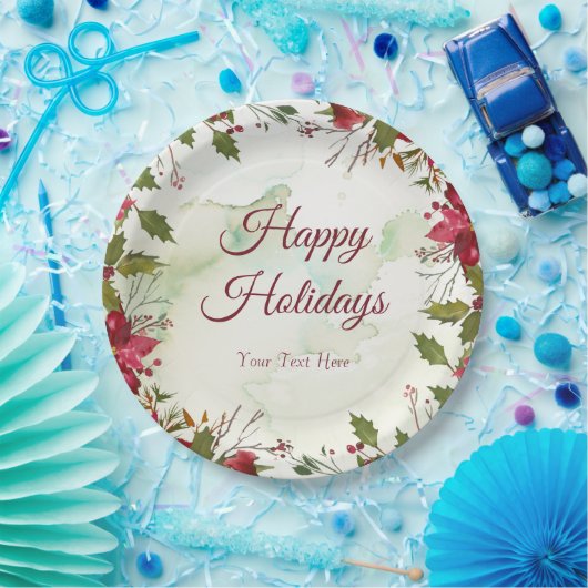 Waterverf rode poinsettia papieren bordje (Feest)