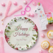 Waterverf rode poinsettia papieren bordje (Feest)