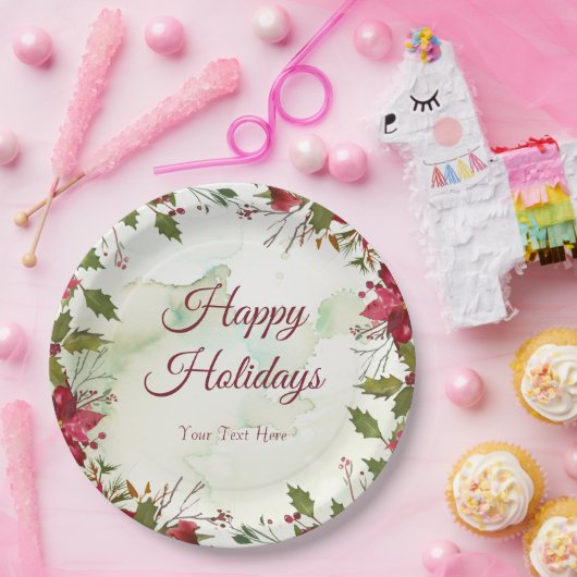 Waterverf rode poinsettia papieren bordje (Feest)