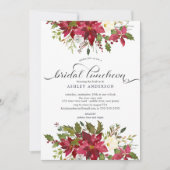 Waterverf Rode Poinsettia Vrijgezellenfeest Lunche Kaart (Voorkant)