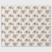 Waterverf Rode Poinsettias Groene Bladeren Cadeaupapier (Vlak)