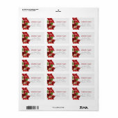 waterverf rode pointsetter Kerstmis Adresstempel Etiket (Full Sheet)