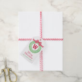 Waterverf rode polka dot boog monogram krans cadeaulabel (Met Touw)