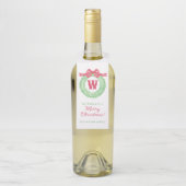 Waterverf rode polka dot boog monogram krans flessenhanger (Op fles)