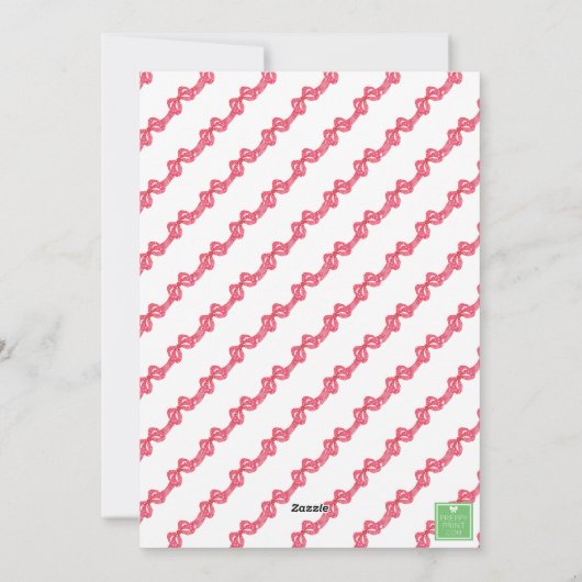 Waterverf Rode Polka Dot Bow Monogram Krans Partij Feestdagenkaart (Achterkant)