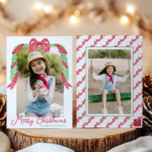 Waterverf Rode Polka Dot Bow Swag Kerstfoto