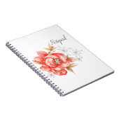 Waterverf rode pony botanische bloemen notitieboek (Rechterzijde)