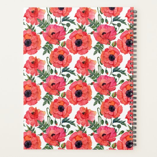 Waterverf Rode poppups wekelijks en maandelijks Planner (Achterkant)