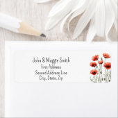 Waterverf Rode Poppy Garden Flower Art Etiket (Insitu)