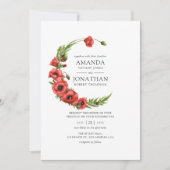 Waterverf Rode Poppy Rustic Country Wedding Kaart (Voorkant)