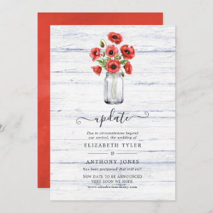 Waterverf Rode Poppy Rustiek Land Bruiloft Update Kaart