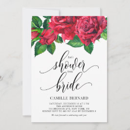 Waterverf Rode Roos Bruidsshowers voor de Bruid Kaart