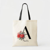 Waterverf rode roos letter een monogram bruidsmeis tote bag (Voorkant)