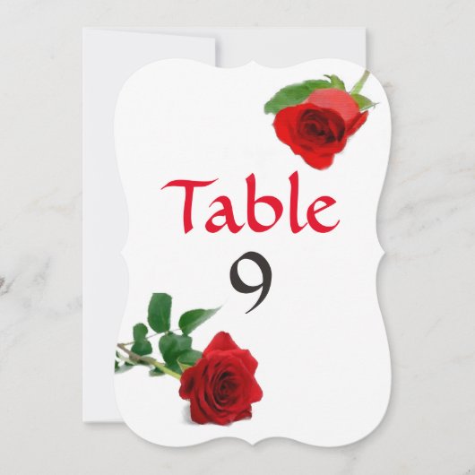 Waterverf Rode Roos - Tafel Nummers Kaart (Voorkant)
