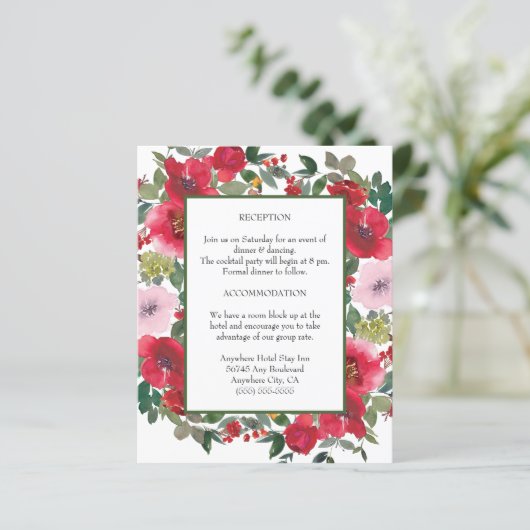 Waterverf Rode Rose Bloemen Bruiloft Behuizing Kaa (Staand voorkant)