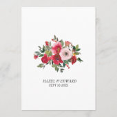 Waterverf Rode Rose Bloemen Bruiloft Menu (Achterkant)