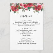 Waterverf Rode Rose Bloemen Bruiloft Menu (Voorkant)