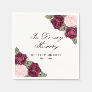 Waterverf Rode roze Floral begrafenis Memorial Servet