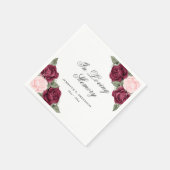 Waterverf Rode roze Floral begrafenis Memorial Servet (Hoek)