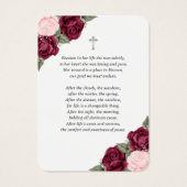 Waterverf Rode roze Memorial Funeral Prayer Kaart (Achterkant)