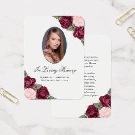 Waterverf Rode roze Memorial Funeral Prayer Kaart