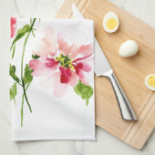 Waterverf rode roze papaverbloem theedoek (Quarter Fold)