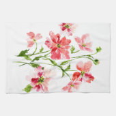Waterverf rode roze papaverbloem theedoek (Horizontaal)