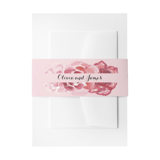 Waterverf rode roze roze band uitnodigingen wikkel (Voorkant Voorbeeld)