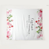 Waterverf Rode Roze Rozen Bruiloftsshower Achtergr Wandkleed (Voorkant (horizontaal))