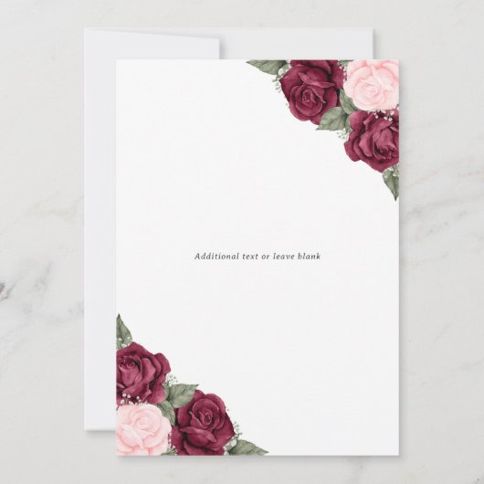 Waterverf Rode Roze Rozen Foto Memorial Service Kaart (Achterkant)