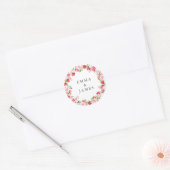 Waterverf rode roze rozen weduwenenvelop ronde sticker (Envelop)