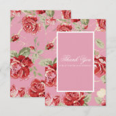 Waterverf rode rozen aangepast roze bruiloft bedankkaart (Voorkant / Achterkant)