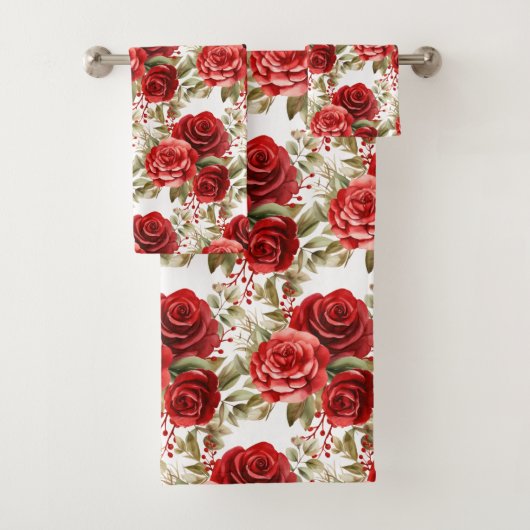 Waterverf rode rozen bad handdoek (Insitu)