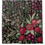 Waterverf rode rozen bloemen kleine florgroen le douchegordijn (Voorkant)