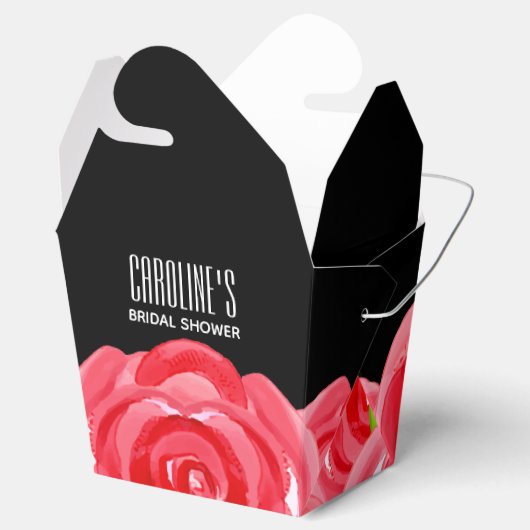 Waterverf Rode Rozen Bloemen nemen uit stijl Bedankdoosjes (Geopend)