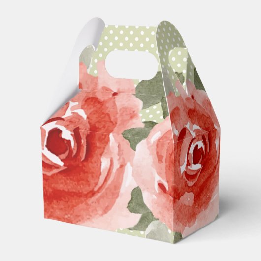 Waterverf Rode Rozen Bloemengavel Bedankdoosjes (Voorkant Zijde)