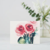 Waterverf rode rozen briefkaart (Staand voorkant)