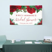 Waterverf Rode Rozen Bruidsdouche Welkom Spandoek (Beurs)